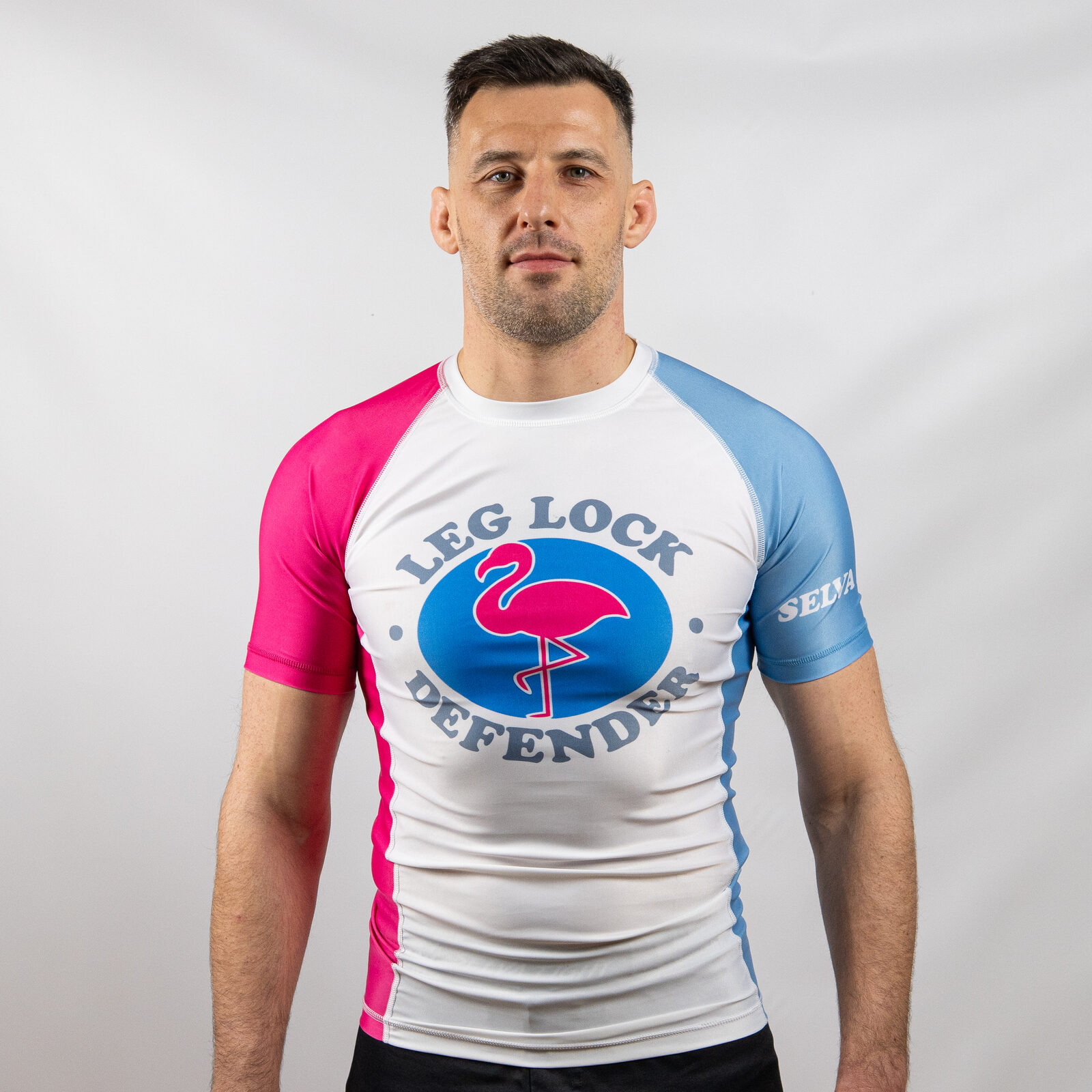 Rashguard Selva Fight Leg Lock Defender - przód z nadrukiem flaminga